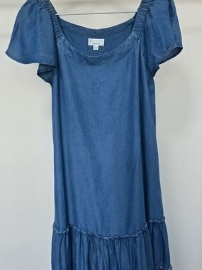 Signature Blue Denim-Look Womens' Tiered Dress